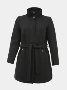 Čierny kabát s prímesou vlny ONLY CARMAKOMA Christie Rianna