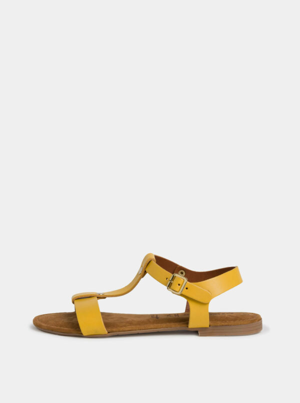 Žlté kožené sandále Tamaris