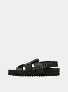 Čierne kožené sandále Selected Femme Kiltie
