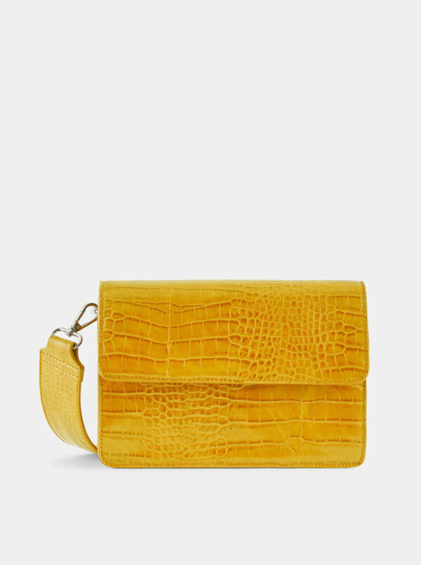 Žltá crossbody kabelka s krokodýlím vzorom Pieces Jally