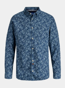 Modrá vzorovaná košeľa Jack & Jones Finley