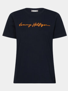 Tmavomodré dámske tričko s potlačou Tommy Hilfiger