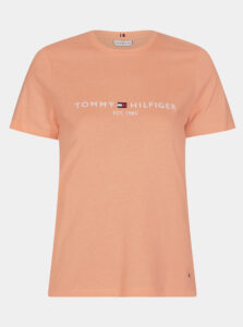 Marhuľové dámske tričko s potlačou Tommy Hilfiger