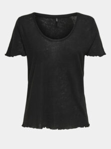 Čierne ľanové tričko ONLY Mirinda