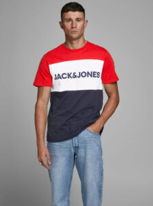 Červeno-modré tričko Jack & Jones Logo