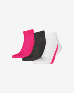 Puma Ponožky 3 páry Čierna Ružová Biela