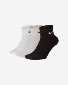 Nike Cush Ponožky 3 páry Čierna Biela Béžová