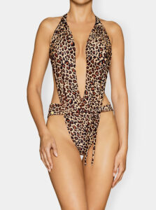 Béžové jednodielne plavky s leopardím vzorom Obsessive Cancunella