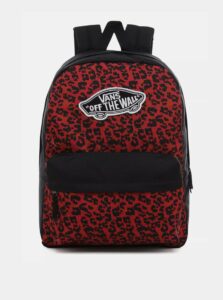 Čierno-červený batoh s leopardím vzorom VANS 22 l