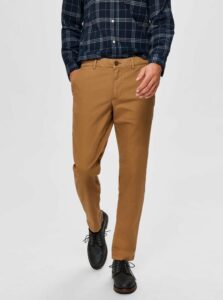 Hnedé chino nohavice Selected Homme New Paris