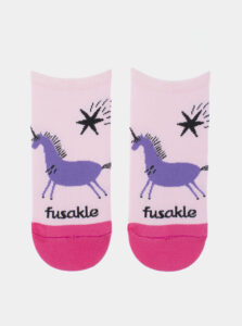 Ružové vzorované členkové ponožky Fusakle Jednorožec ružový