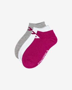 Converse Ponožky 3 páry Ružová Biela Strieborná