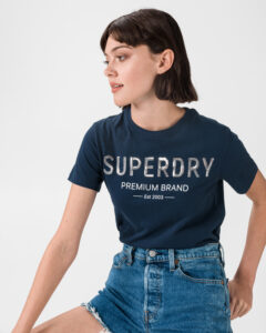 SuperDry Premium Sequin Tričko Modrá