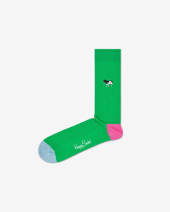 Happy Socks Ribb Embroidery Yin Yang Cow Ponožky Zelená
