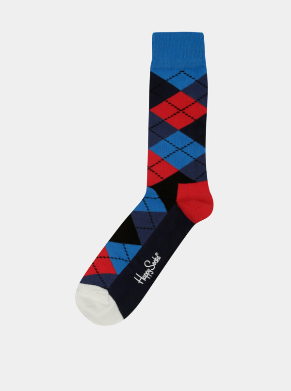 Červeno-modré pánske kárované ponožky Happy Socks Argyle