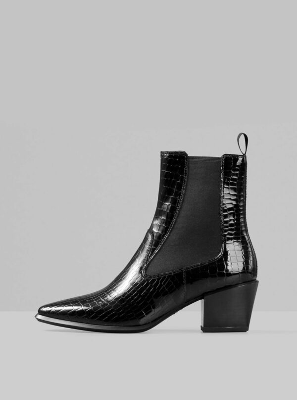 Čierne dámske kožené chelsea topánky s krokodýlím vzorom Vagabond