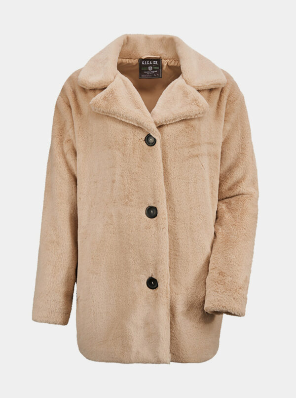Béžový kabát z umelého kožúšku killtec