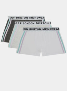Sada troch boxeriek v šedej a krémovej farbe Burton Menswear London