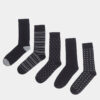 Sada piatich párov čiernych vzorovaných ponožiek Burton Menswear London