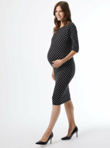 Čierne bodkované púzdrové tehotenské šaty Dorothy Perkins Maternity