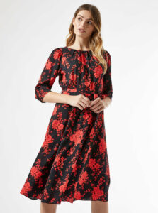 Červeno-čierne kvetované šaty Billie & Blossom