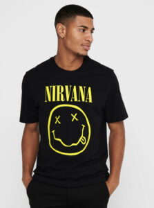 Čierne tričko ONLY & SONS Nirvana