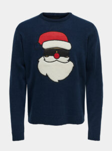 Modrý sveter s vianočným motívom ONLY & SONS Xmas