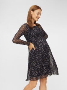 Čierne vzorované tehotenské šaty Mama.licious