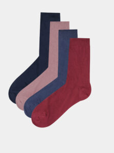Sada štyroch párov dámskych ponožiek v čiernej a ružovej farbe Something Special