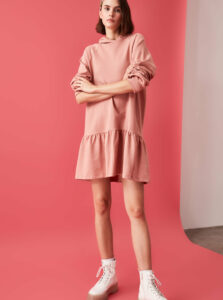 Ružové mikinové šaty Trendyol