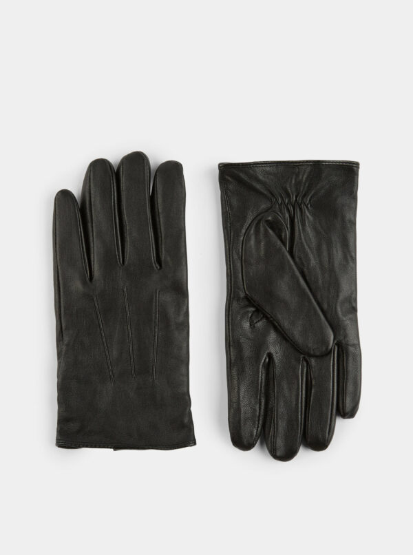 Čierne kožené rukavice Burton Menswear London