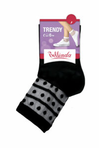 Dámské ponožky TRENDY COTTON SOCKS - Dámské ponožky s ozdobným lemem - černá