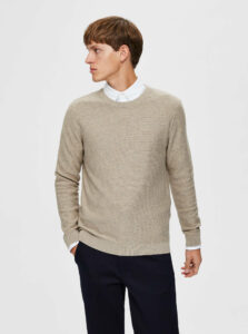 Béžový basic sveter Selected Homme
