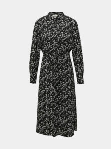 Čierne kvetované košeľové midišaty Jacqueline de Yong  Piper