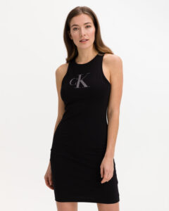 Calvin Klein Logo Bodycon Šaty Čierna