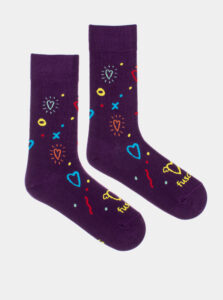 Fialové vzorované ponožky Fusakle Osmdesátky