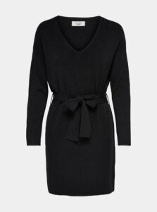 Čierne svetrové šaty so zaväzovaním Jacqueline de Yong Dancy