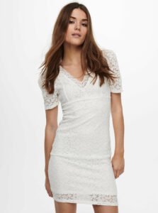 Biele púzdrové krajkové šaty ONLY Alba