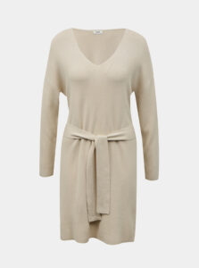 Krémové svetrové šaty so zaväzovaním Jacqueline de Yong Dancy