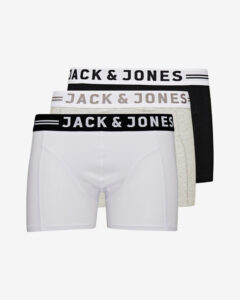 Jack & Jones Boxerky 3 ks Čierna Biela Šedá
