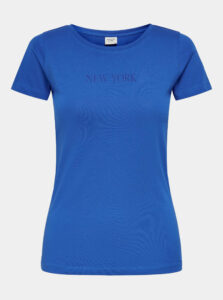Modré tričko s nápisom Jacqueline de Yong Chicago