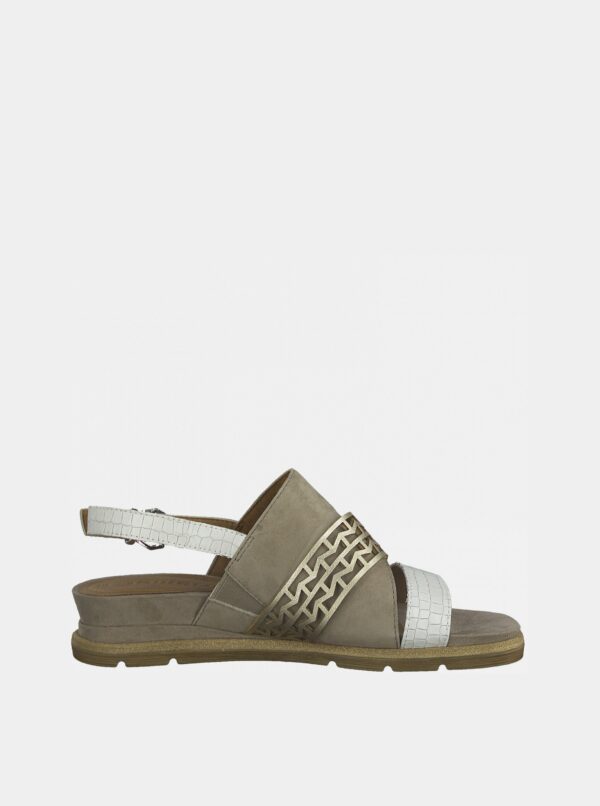 Béžové kožené sandále Tamaris