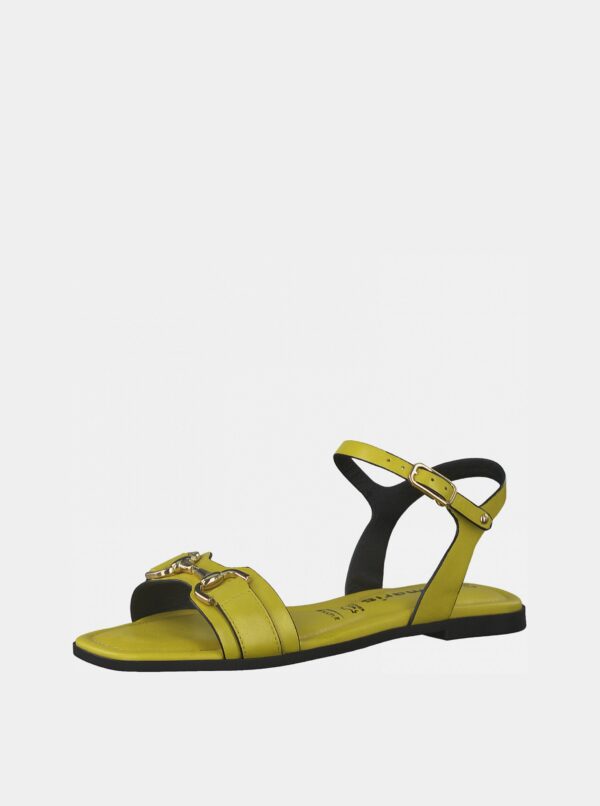 Zelenožlté kožené sandále Tamaris