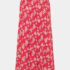 Červená kvetovaná midi sukňa Tranquillo