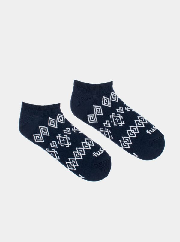 Tmavomodré vzorované nízke ponožky Fusakle Modrotisk