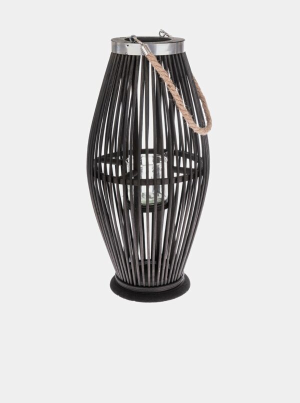 Čierna bambusová lucerna so sklom Dakls