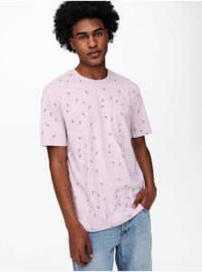 Ružové vzorované tričko ONLY & SONS Prove