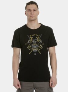 Čierne pánske tričko s potlačou Meatfly Katana