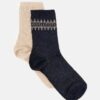 Čierno-béžové ponožky s prímesou kašmíru CAMAIEU