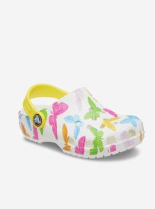 Žlto-biele dievčenské vzorované topánky Crocs